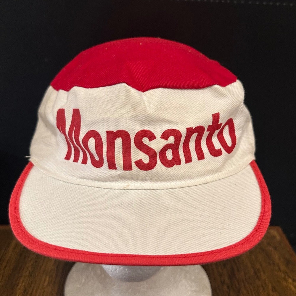 Vintage Monsanto Painter Hat Crowd Specialties Red White USA Made Promo Cap